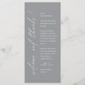 Moderne Minimalistische Hochzeitsempfangs-Dankeska Programm (Vorderseite)
