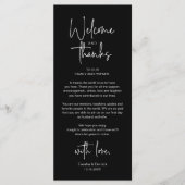 Moderne minimalistische Hochzeitsempfangs-Dankeska Programm (Vorderseite)