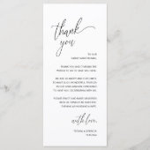 Moderne minimalistische Hochzeitsempfangs-Dankeska Programm (Vorderseite)