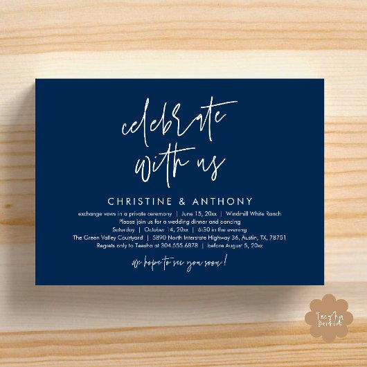 Moderne minimalistische Hochzeitsempfangs-Dinner Einladung