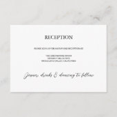 Moderne Minimalistische Hochzeitsempfehlung Begleitkarte (Vorderseite)