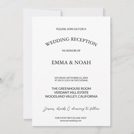 Moderne Minimalistische Hochzeitsempfehlung Einladung (Vorderseite)