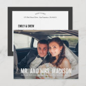 Moderne Minimalistische Hochzeitserklärung - Weiß Ankündigungspostkarte (Vorne/Hinten)