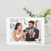 Moderne Minimalistische Hochzeitsfeier Dankeskarte (Stehend Vorderseite)