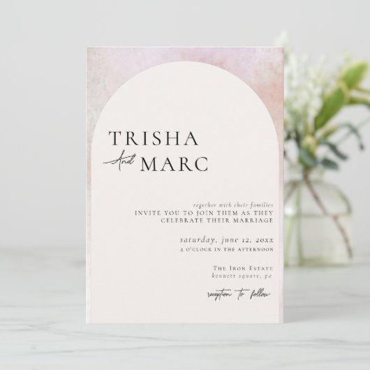 Moderne Minimalistische Hochzeitsfeier Einladung (Stehend Vorderseite)