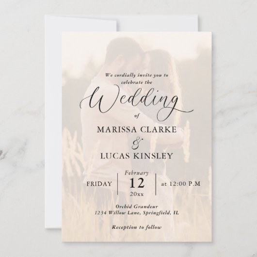 Moderne Minimalistische Hochzeitsfeier für Fotos Einladung (Vorderseite)