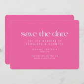 Moderne Minimalistische Hochzeitsfeier in Hot Pink Save The Date (Vorne/Hinten)