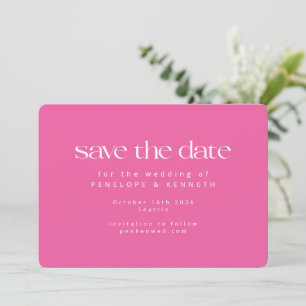 Moderne Minimalistische Hochzeitsfeier in Hot Pink Save The Date