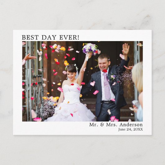 Moderne Minimalistische Hochzeitsfeier Postkarte (Vorderseite)