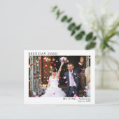 Moderne Minimalistische Hochzeitsfeier Postkarte (Stehend Vorderseite)