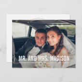 Moderne Minimalistische Hochzeitsfeier Postkarte (Vorne/Hinten)