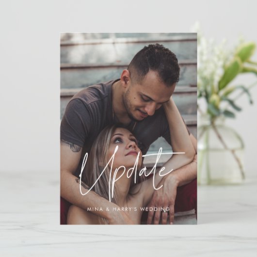 Moderne minimalistische Hochzeitskarte Ankündigung (Stehend Vorderseite)