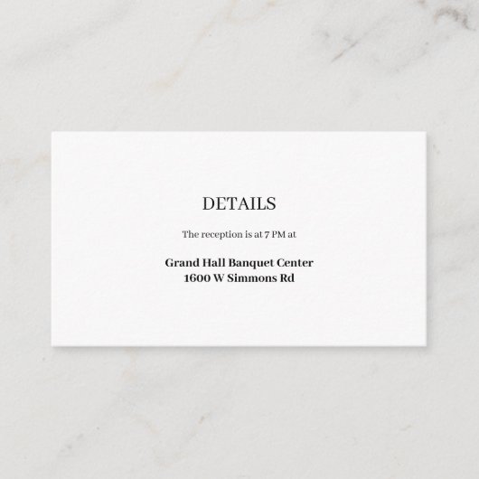 Moderne Minimalistische Hochzeitskarte Begleitkarte (Vorderseite)