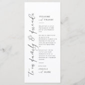 Moderne Minimalistische Hochzeitskarte Dankeschön Menükarte (Vorderseite)