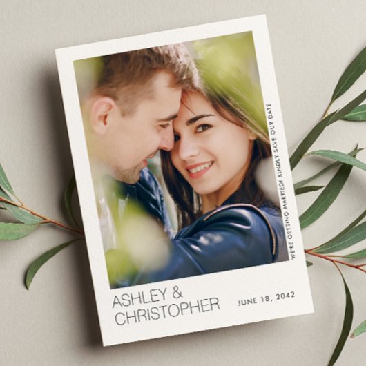 Moderne Minimalistische Hochzeitskarte Rette auf d Save The Date