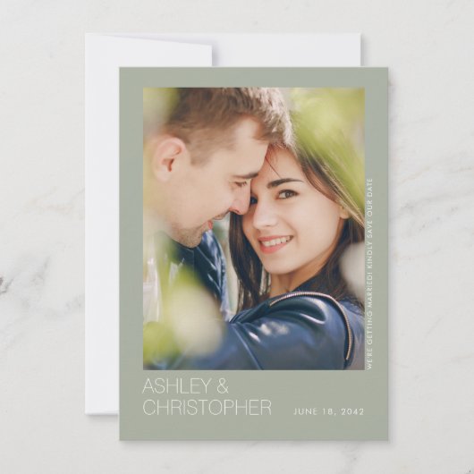 Moderne Minimalistische Hochzeitskarte Rette auf d Save The Date (Vorderseite)