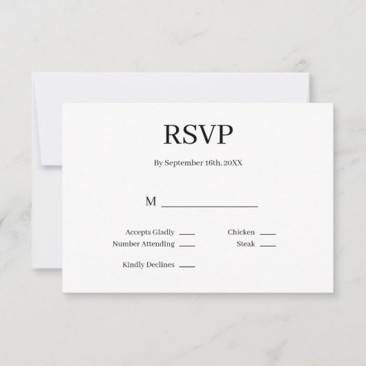 Moderne Minimalistische Hochzeitskarte RSVP Karte (Vorderseite)