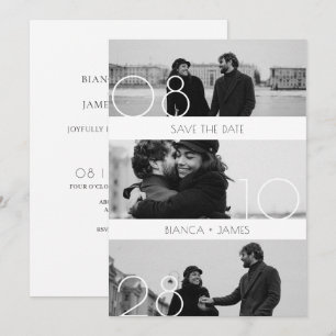 Moderne minimalistische Hochzeitsmomente Foto Save The Date