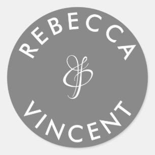 Moderne Minimalistische Hochzeitspaar Namen Runder Aufkleber
