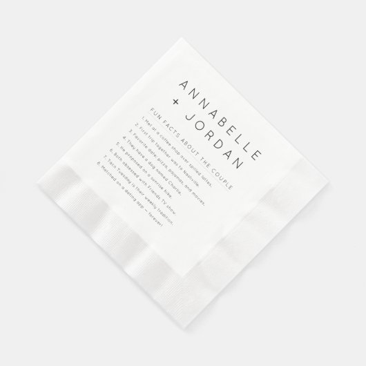 Moderne Minimalistische Hochzeitspass-Fakten Serviette (Ecke)