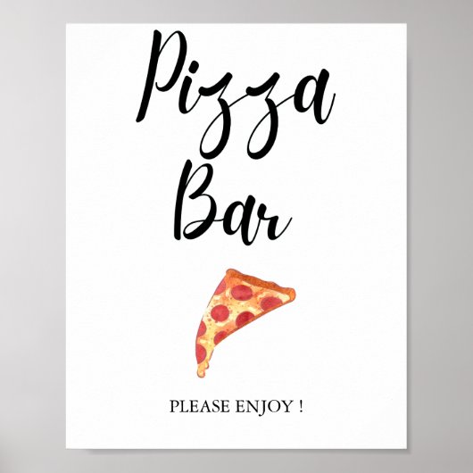 Moderne Minimalistische Hochzeitspizza-Bar für Bra Poster (Vorne)