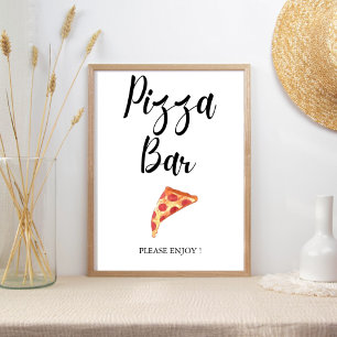 Moderne Minimalistische Hochzeitspizza-Bar für Bra Poster