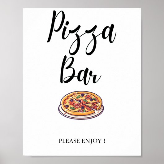 Moderne Minimalistische Hochzeitspizza-Bar für Bra Poster (Vorne)