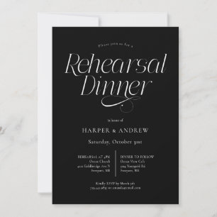 Moderne minimalistische Hochzeitsprobe Dinner Schw Einladung