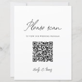 Moderne minimalistische Hochzeitsprogramm-QR-Code- (Vorderseite)