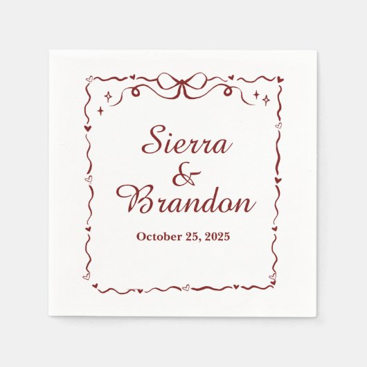 Moderne Minimalistische Hochzeitsrottschuhe Serviette (Vorderseite)