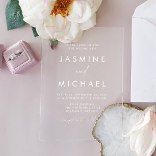 Moderne Minimalistische Hochzeitsschrift Acryleinladungen