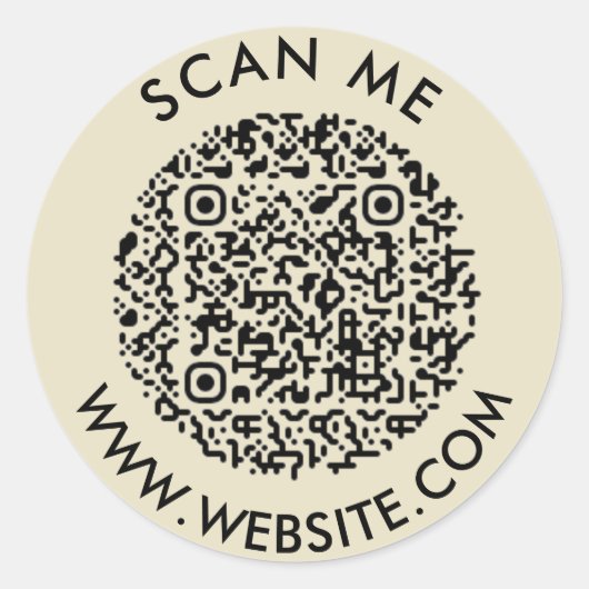 Moderne Minimalistische Hochzeitsseite Scannen Sie Runder Aufkleber (Vorderseite)