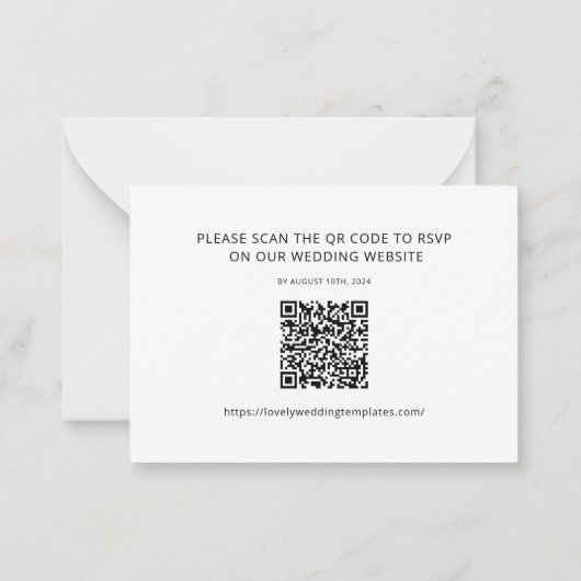 Moderne Minimalistische Hochzeitsskripte - QR-Code Mitteilungskarte (Rückseite)