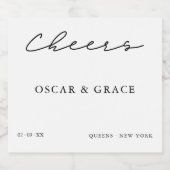 Moderne Minimalistische Hochzeitsskripte Schaumweinetikett (Einzelnes Label)