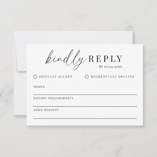 Moderne Minimalistische Hochzeitsstimmung RSVP Karte (Vorderseite)