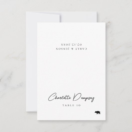 Moderne Minimalistische Hochzeitsszene Platzkarte (Vorderseite)