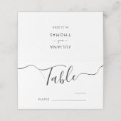 Moderne Minimalistische Hochzeitsszene Tischnummer Platzkarte (Außenseite Aufgefaltet)