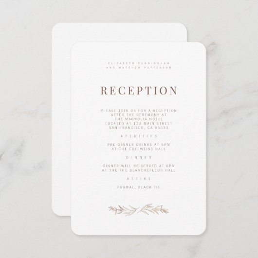 Moderne + Minimalistische Hochzeitsszenierung Begleitkarte (Vorne/Hinten)