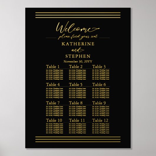 Moderne Minimalistische Hochzeitstabelle Foliendrucke (Vorderseite)