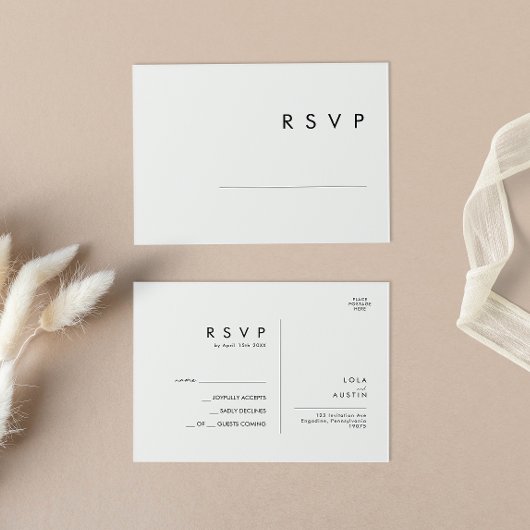 Moderne Minimalistische Hochzeitstichtour-RSVP-Pos Postkarte
