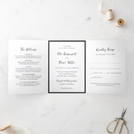 Moderne minimalistische Hochzeitstypografie Dreifach Gefaltete Einladung