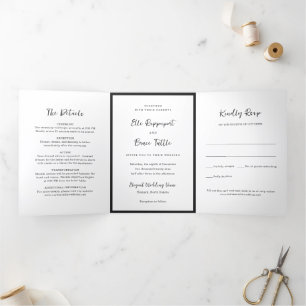 Moderne minimalistische Hochzeitstypografie Dreifach Gefaltete Einladung