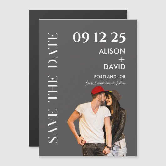 Moderne Minimalistische Hochzeitvorlage Save the D Magneteinladung (Vorne/Hinten)