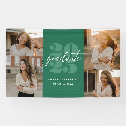 Moderne Minimalistische Höhenneuheit Grad | Grün + Banner (Horizontal)