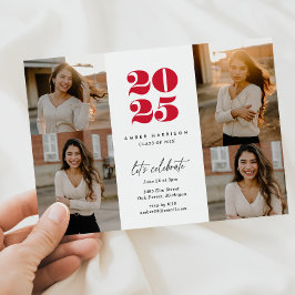 Moderne Minimalistische Höhenneuheit Grad | Rotes Einladung