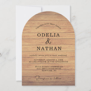 Moderne minimalistische hölzerne Textur-Hochzeit Einladung