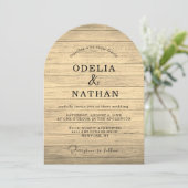 Moderne minimalistische Holzoptik-Hochzeit Einladung (Stehend Vorderseite)