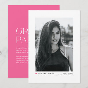 Moderne minimalistische Hot-Pink-Foto-Abschlussfei Ankündigung