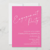 Moderne Minimalistische Hot-Pink-Script-Engagement Einladung (Vorderseite)