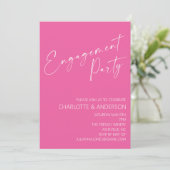 Moderne Minimalistische Hot-Pink-Script-Engagement Einladung (Stehend Vorderseite)